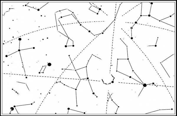 Configuration du ciel à la latitude approximative du Kheled-zâram vers -3000