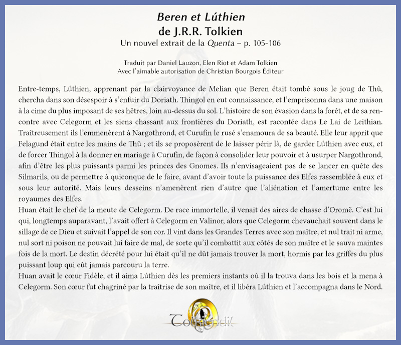 Beren et Lúthien – Un passage nouvel de la Quenta – p. 105-106