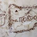 Carte de la Terre du Milieu en café - Le Mordor